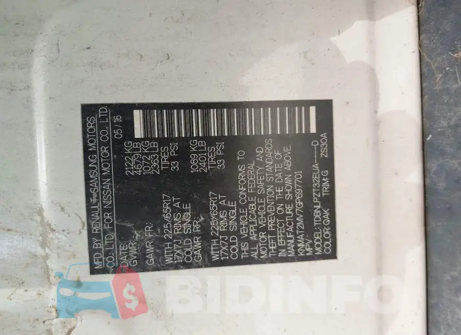KNMAT2MV7GP697701 Photo# 9
