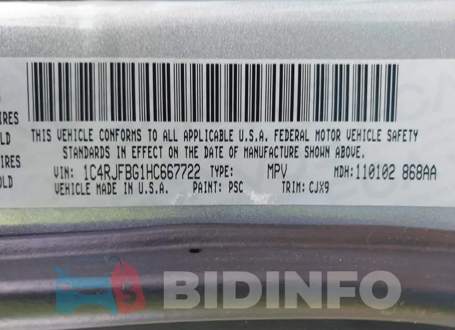 1C4RJFBG1HC667722 Photo# 9