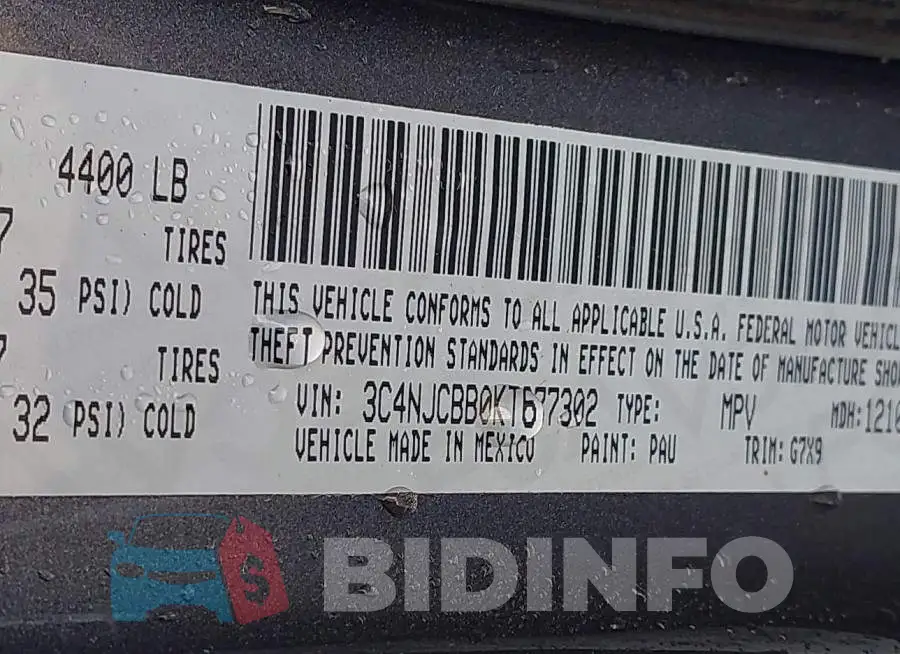 3C4NJCBB0KT677302 Photo# 9