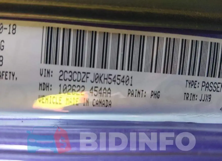 2C3CDZFJ0KH545401 Photo# 9