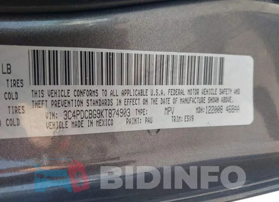 3C4PDCBG9KT874903 Photo# 9