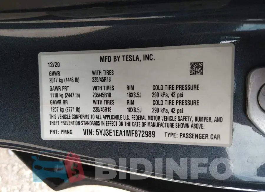 5YJ3E1EA1MF872989 Photo# 9