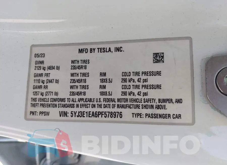 5YJ3E1EA6PF578976 Photo# 9