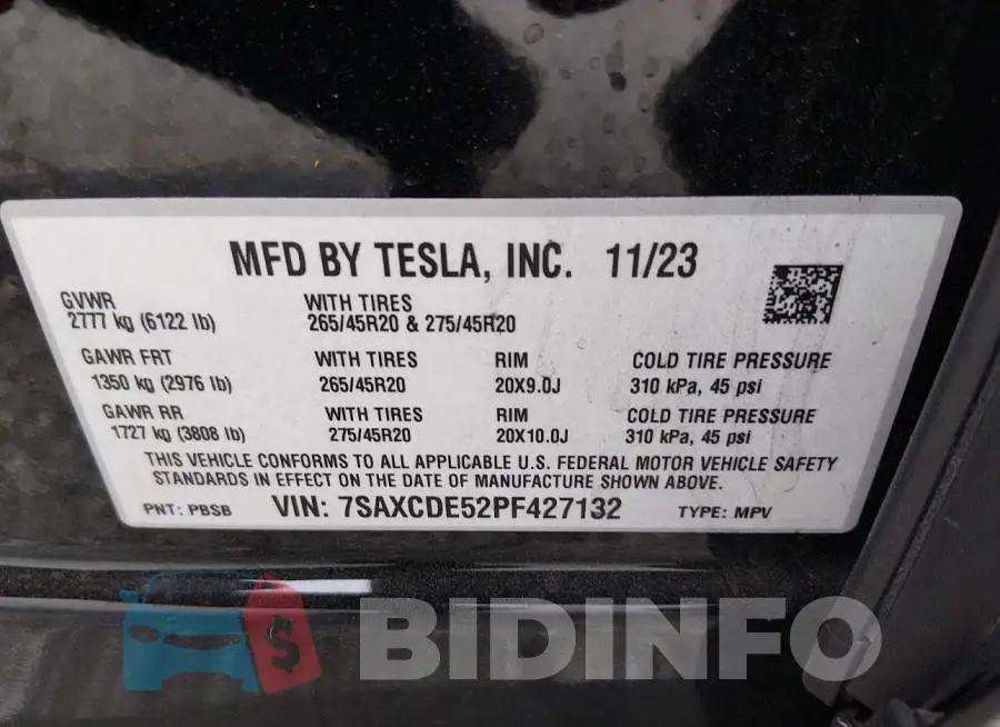 7SAXCDE52PF427132 Photo# 9