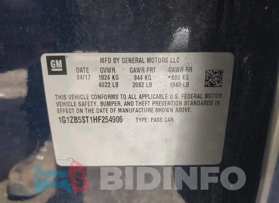 1G1ZB5ST1HF254906 Photo# 9