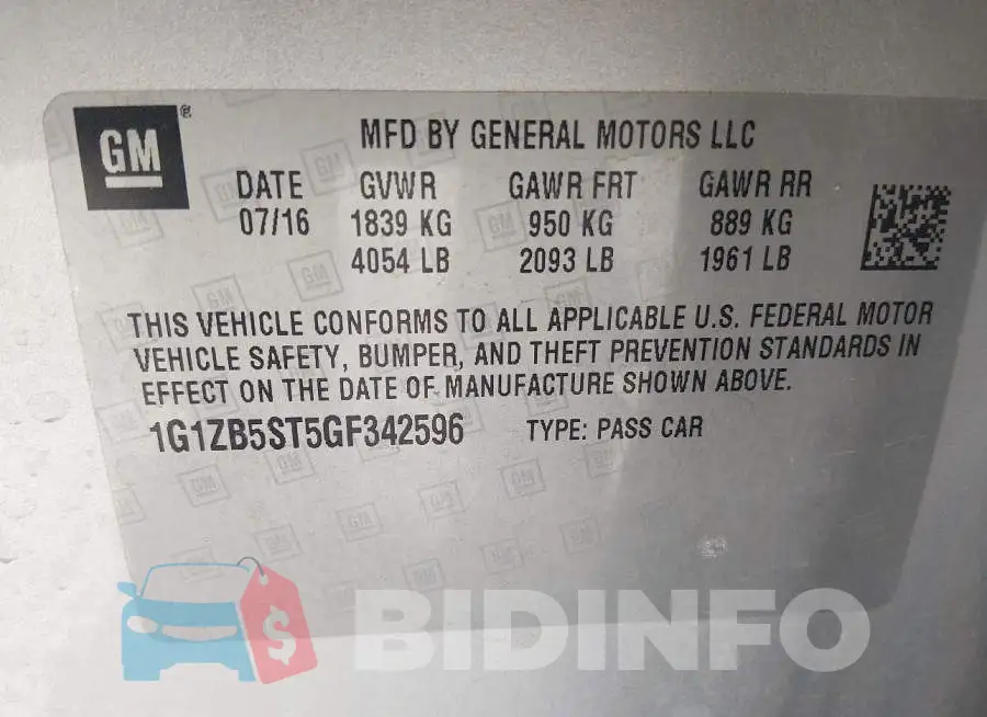 1G1ZB5ST5GF342596 Photo# 9