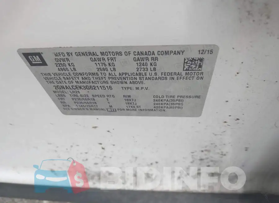 2GNALCEK3G6211516 Photo# 9