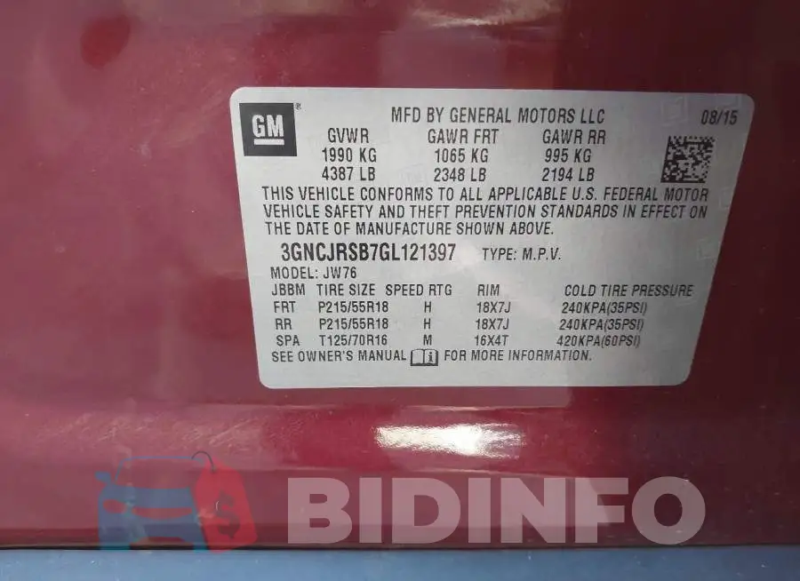 3GNCJRSB7GL121397 Photo# 9