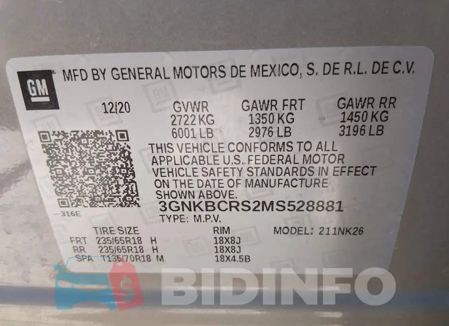 3GNKBCRS2MS528881 Photo# 9