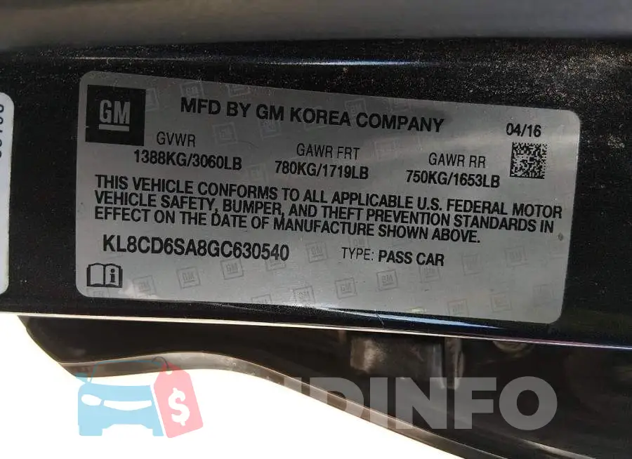 KL8CD6SA8GC630540 Photo# 9