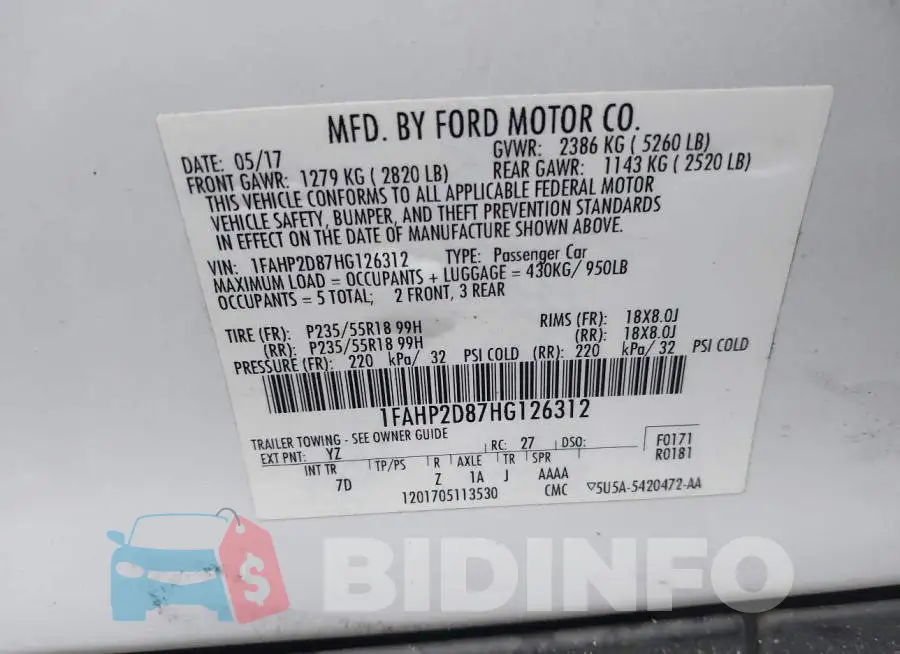 1fahp2d87hg126312 Photo# 9
