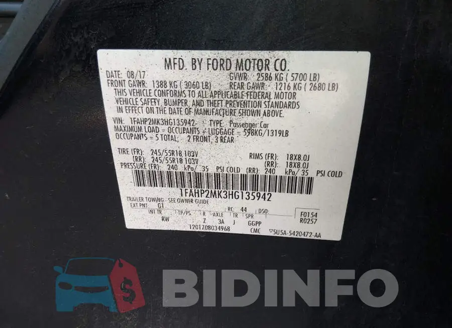 1FAHP2MK3HG135942 Photo# 9