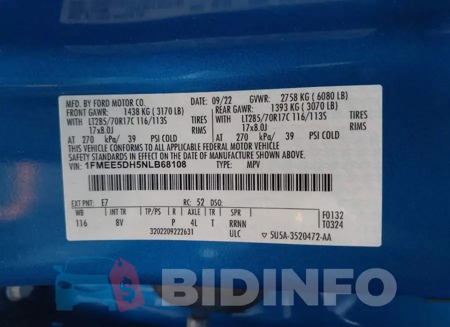 1FMEE5DH5NLB68108 Photo# 9