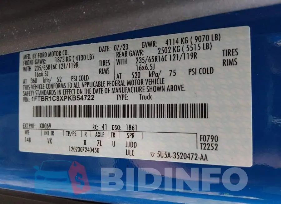 1FTBR1C8XPKB54722 Photo# 9