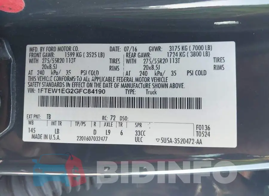 1FTEW1EG2GFC84190 Photo# 9