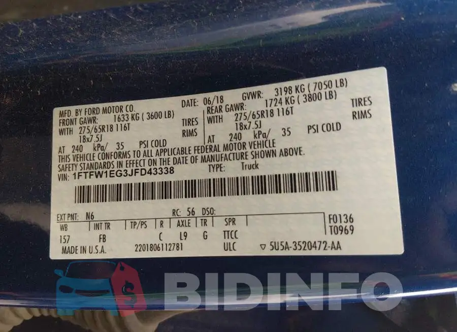 1FTFW1EG3JFD43338 Photo# 9