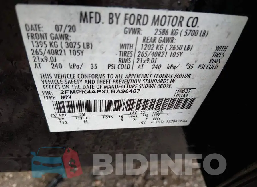2FMPK4APXLBA96407 Photo# 9