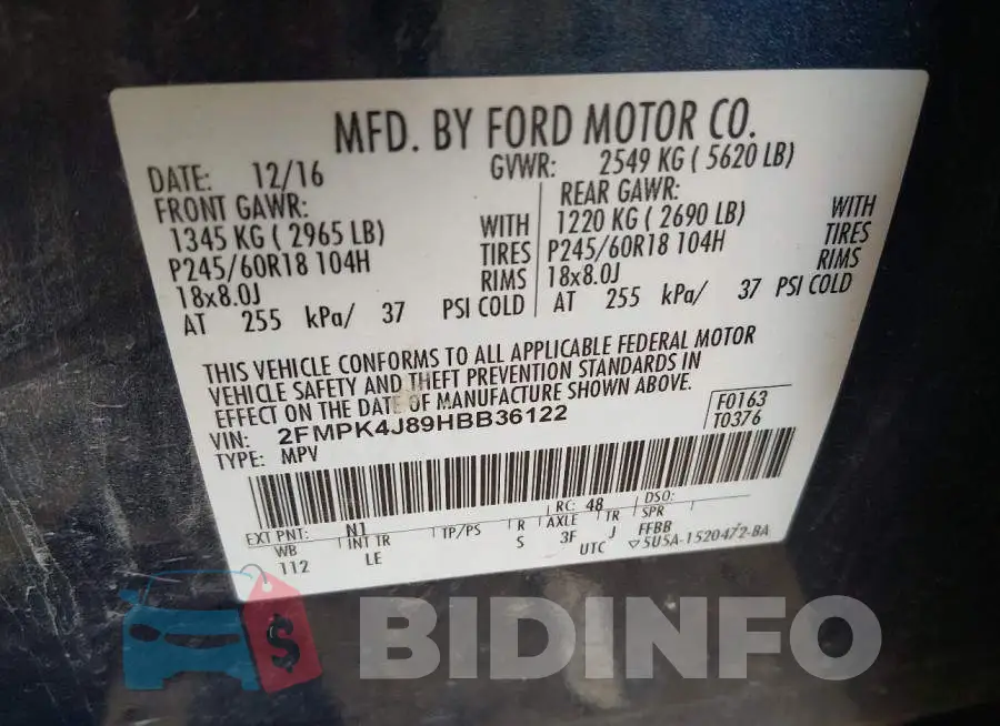2FMPK4J89HBB36122 Photo# 9