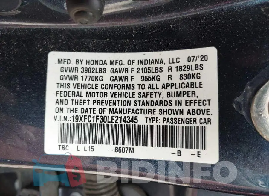 19XFC1F30LE214345 Photo# 9