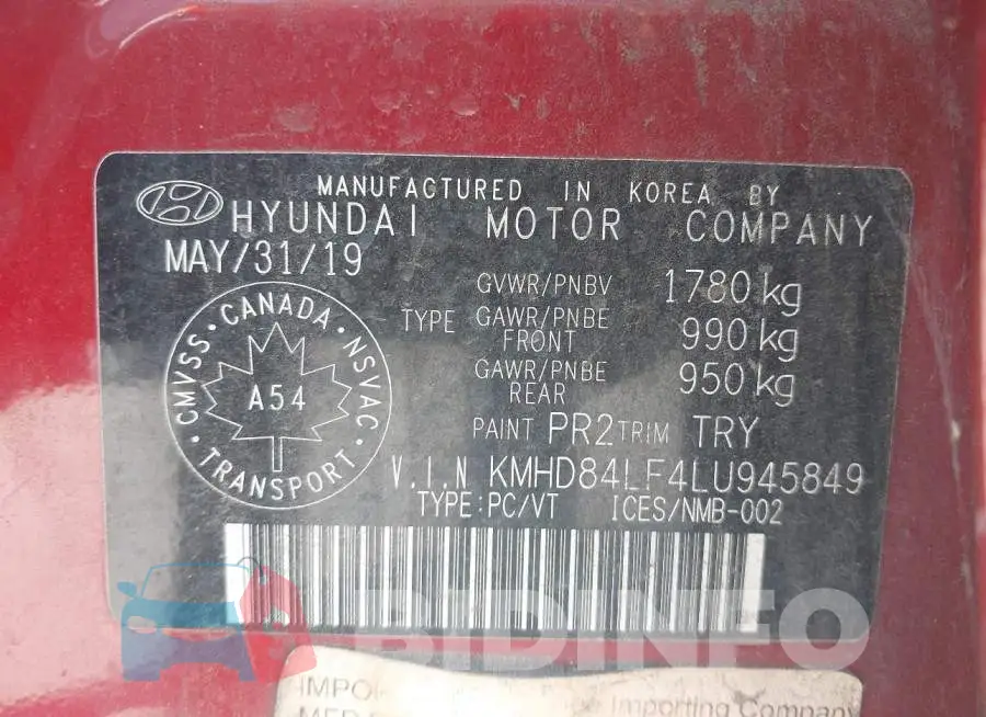 KMHD84LF4LU945849 Photo# 9