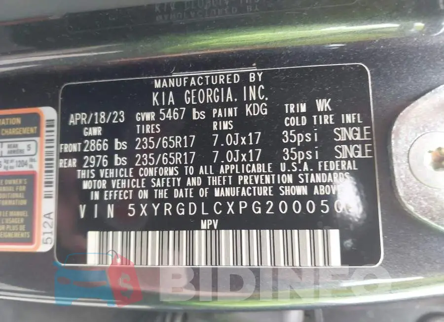 5XYRGDLCXPG200050 Photo# 9