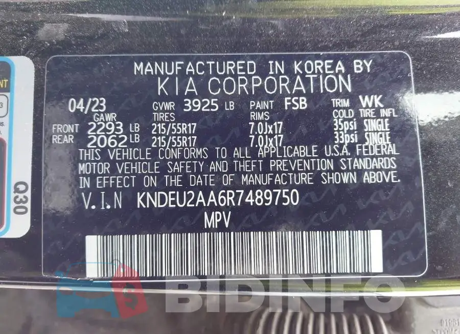KNDEU2AA6R7489750 Photo# 9