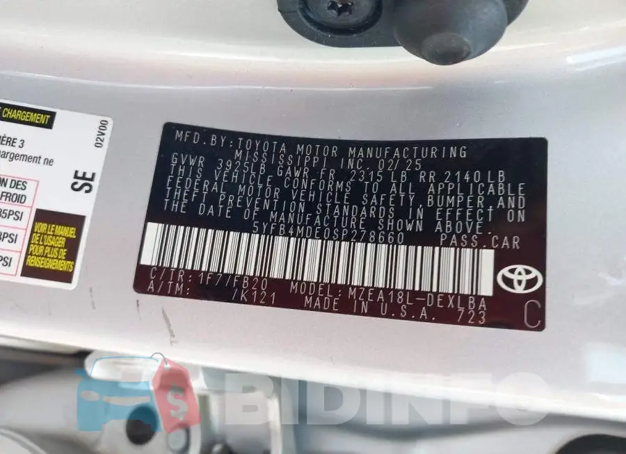 5YFB4MDE0SP278660 Photo# 9