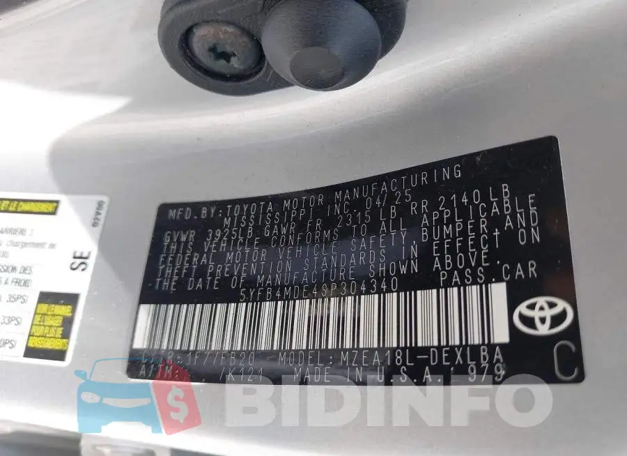 5YFB4MDE4SP304340 Photo# 9