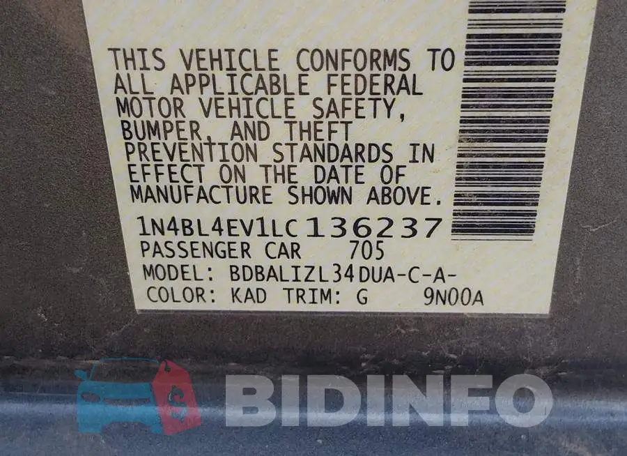 1N4BL4EV1LC136237 Photo# 9