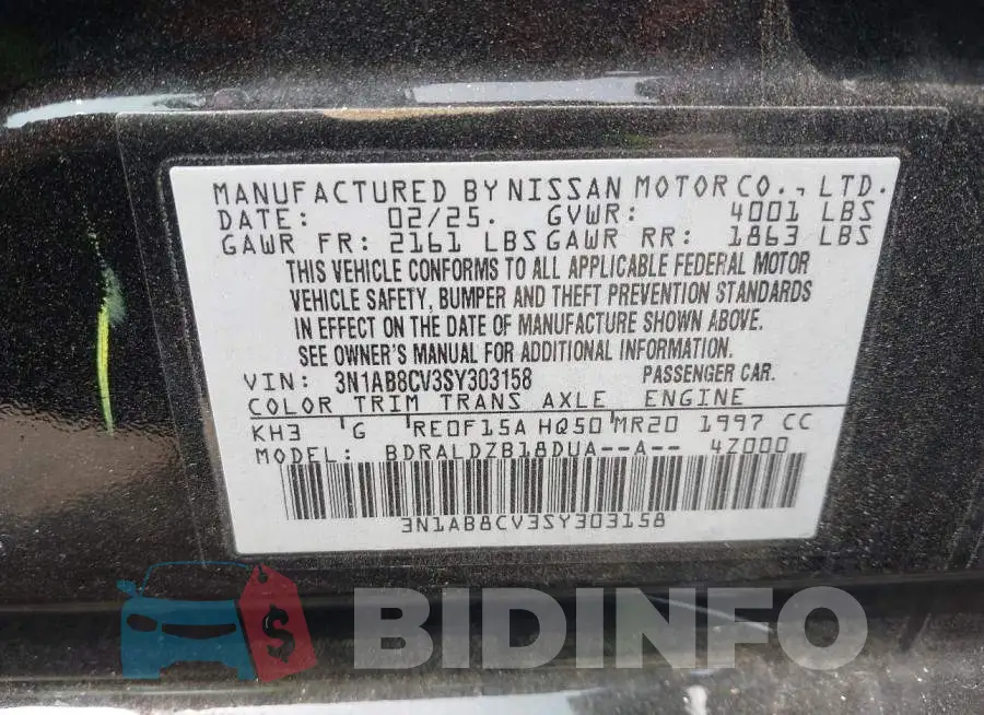 3N1AB8CV3SY303158 Photo# 9
