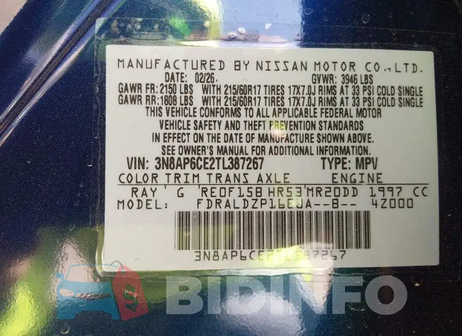 3N8AP6CE2TL387267 Photo# 9