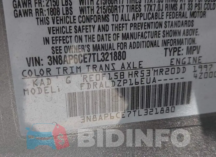 3N8AP6CE7TL321880 Photo# 9