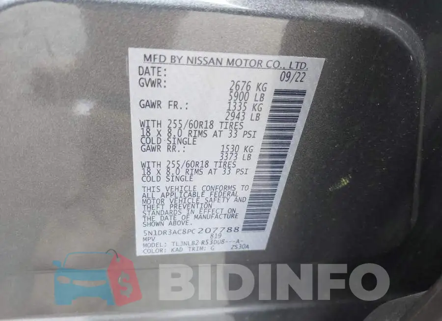 5N1DR3AC8PC207788 Photo# 9