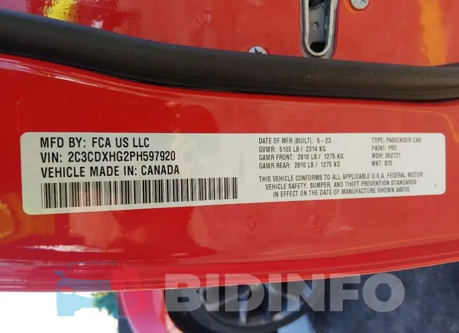 2C3CDXHG2PH597920 Photo# 9