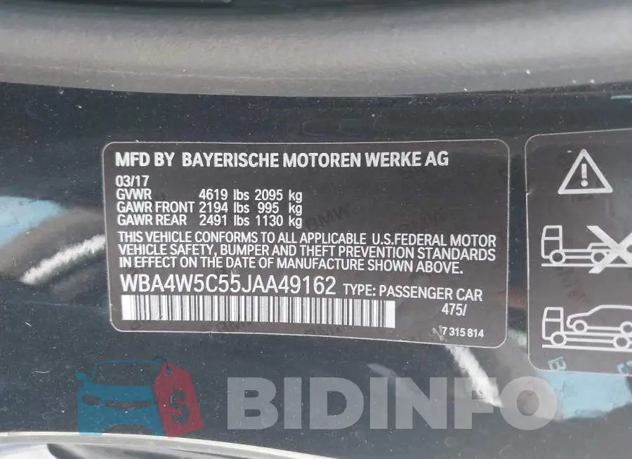 WBA4W5C55JAA49162 Photo# 9
