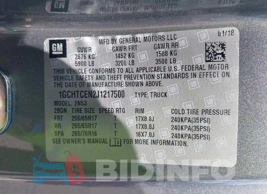 1GCHTCEN2J1217500 Photo# 9