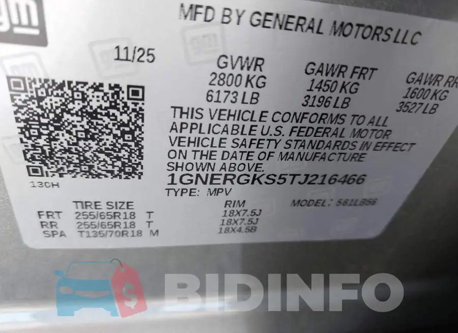 1GNERGKS5TJ216466 Photo# 9