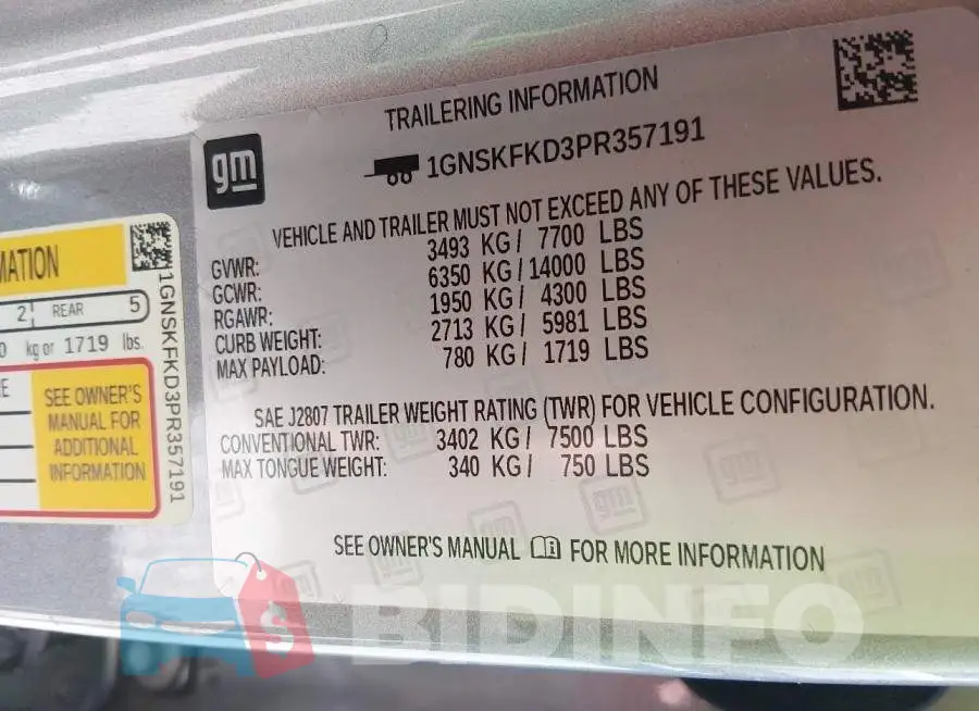 1GNSKFKD3PR357191 Photo# 9