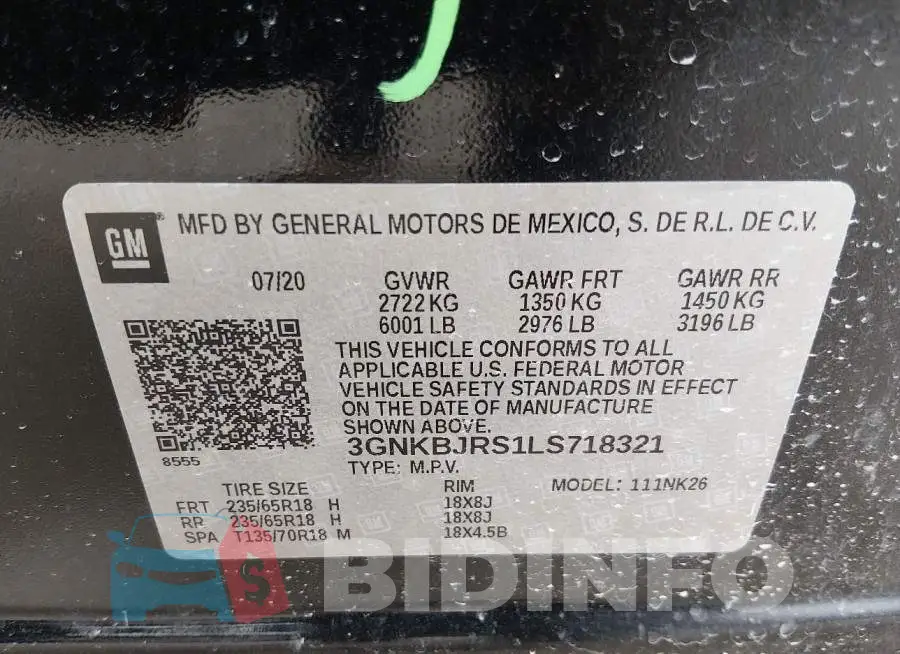 3GNKBJRS1LS718321 Photo# 9