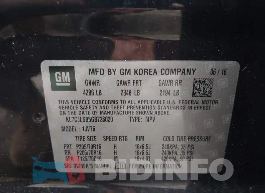 KL7CJLSB5GB736020 Photo# 9