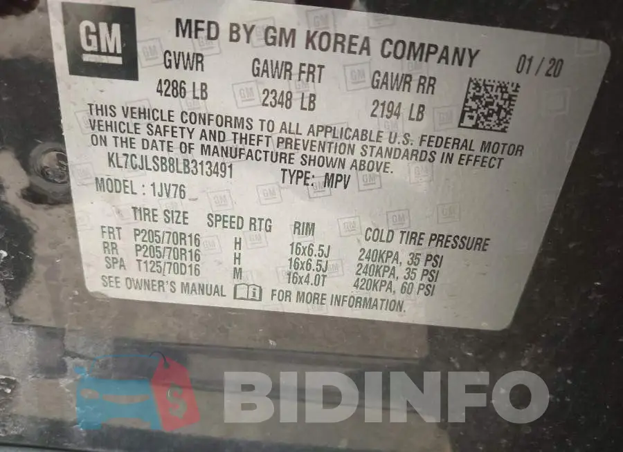 KL7CJLSB8LB313491 Photo# 9