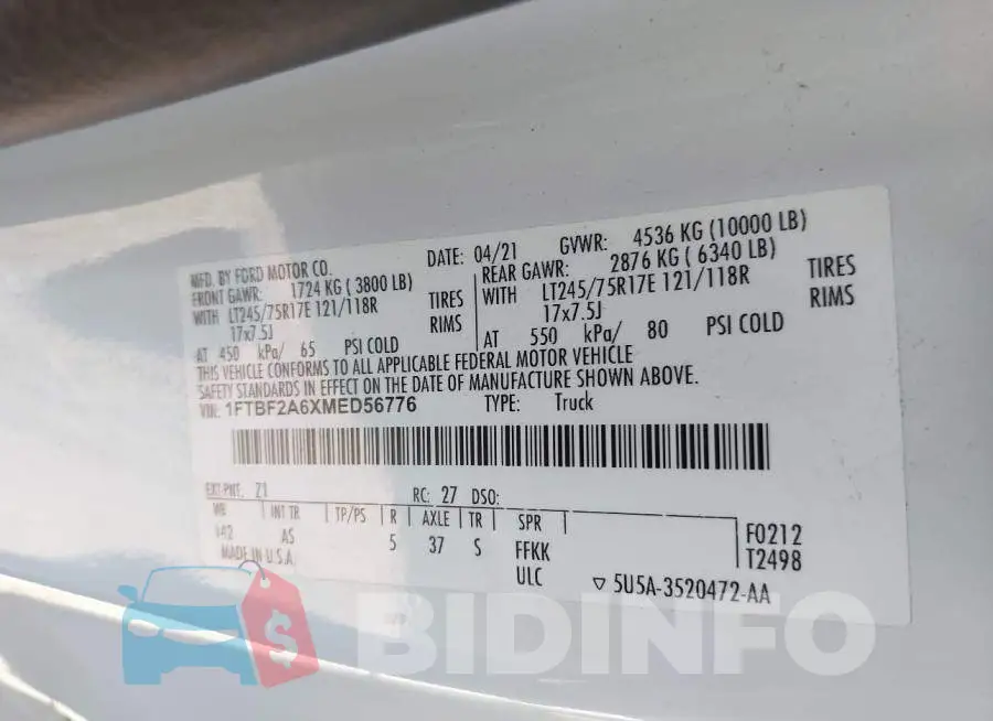 1FTBF2A6XMED56776 Photo# 9