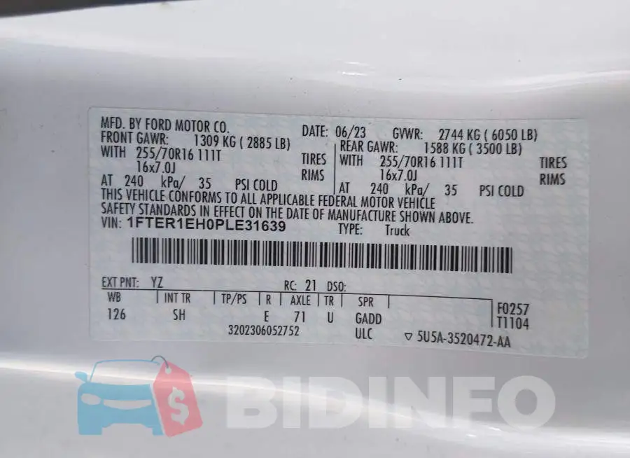 1FTER1EH0PLE31639 Photo# 9