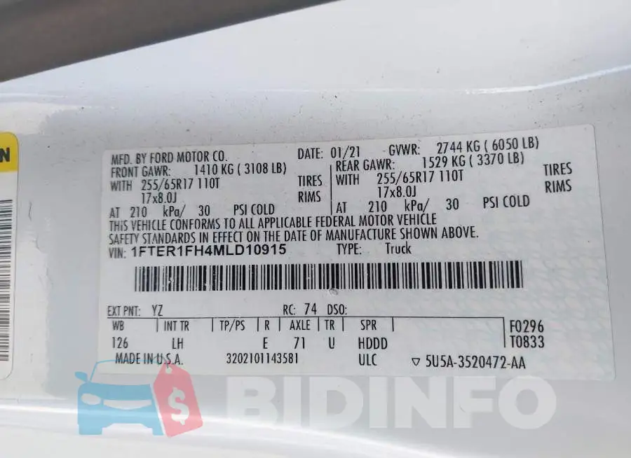 1FTER1FH4MLD10915 Photo# 9