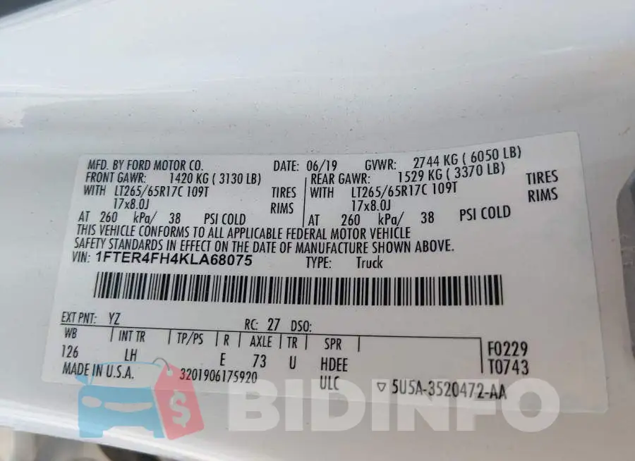 1FTER4FH4KLA68075 Photo# 9