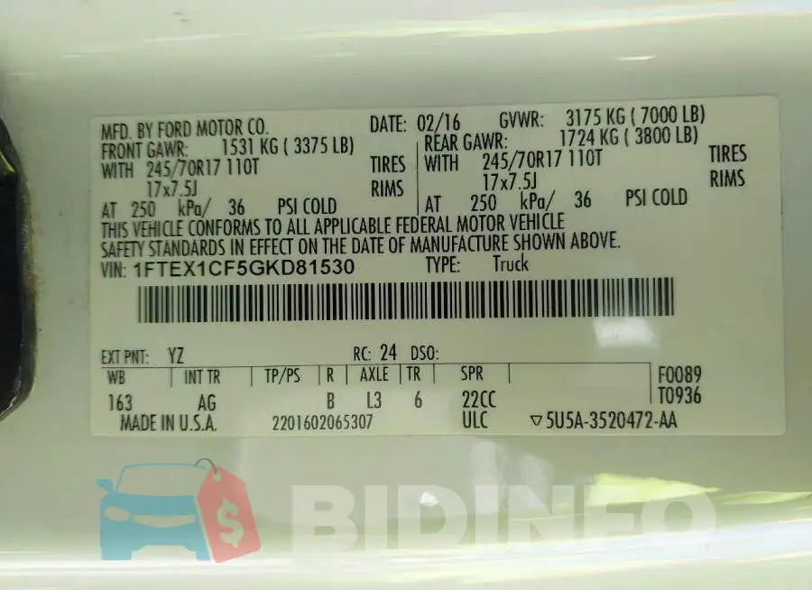 1FTEX1CF5GKD81530 Photo# 9