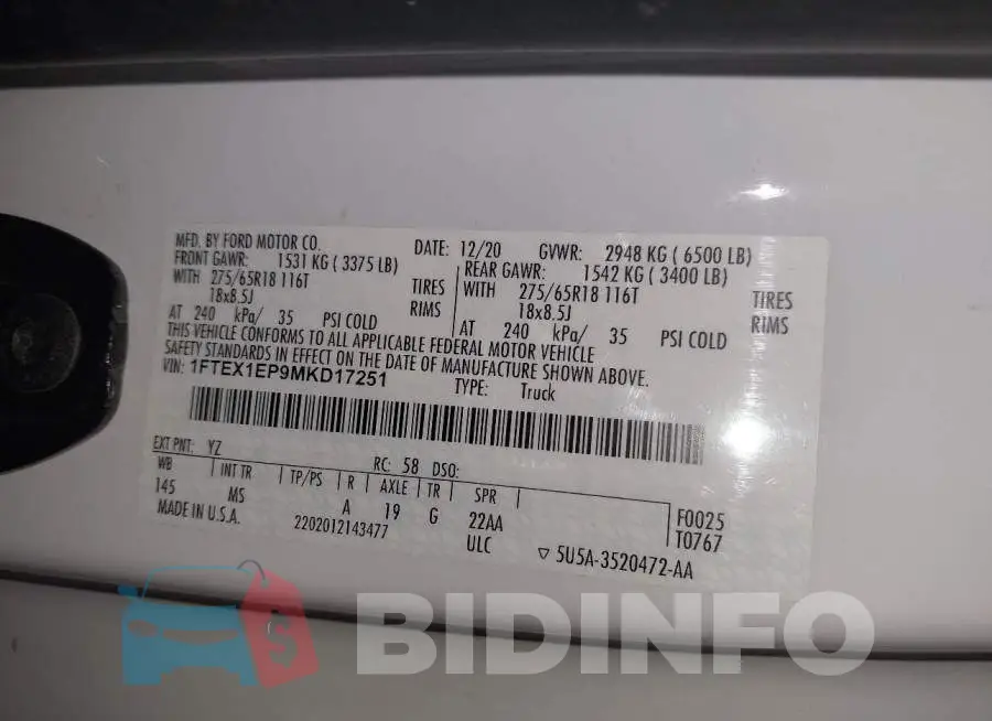 1FTEX1EP9MKD17251 Photo# 9