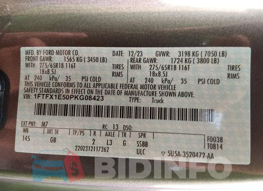 1FTFX1E50PKG08423 Photo# 9