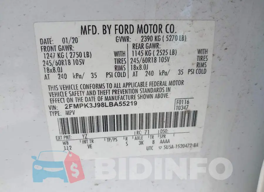 2FMPK3J98LBA55219 Photo# 9