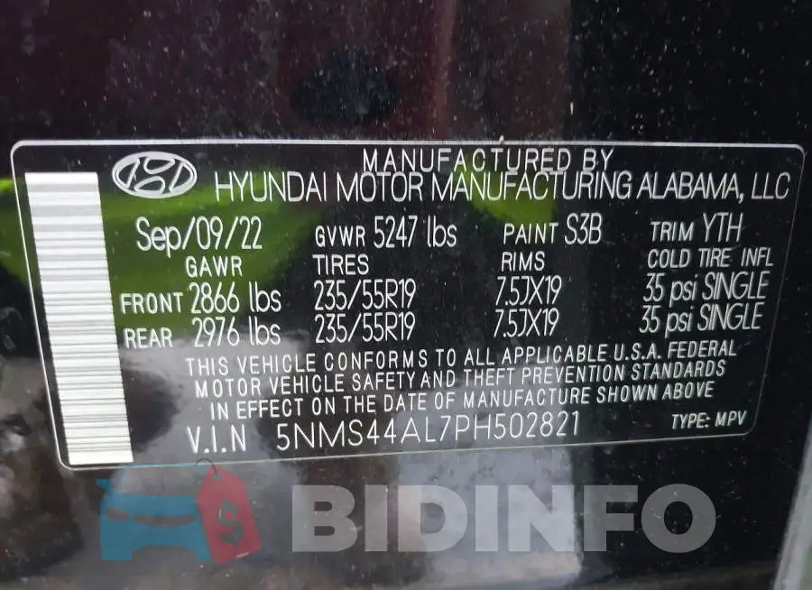 5NMS44AL7PH502821 Photo# 9